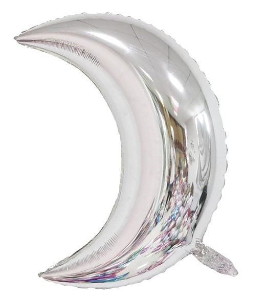 28" Silver Crescent Moon Foil Balloon